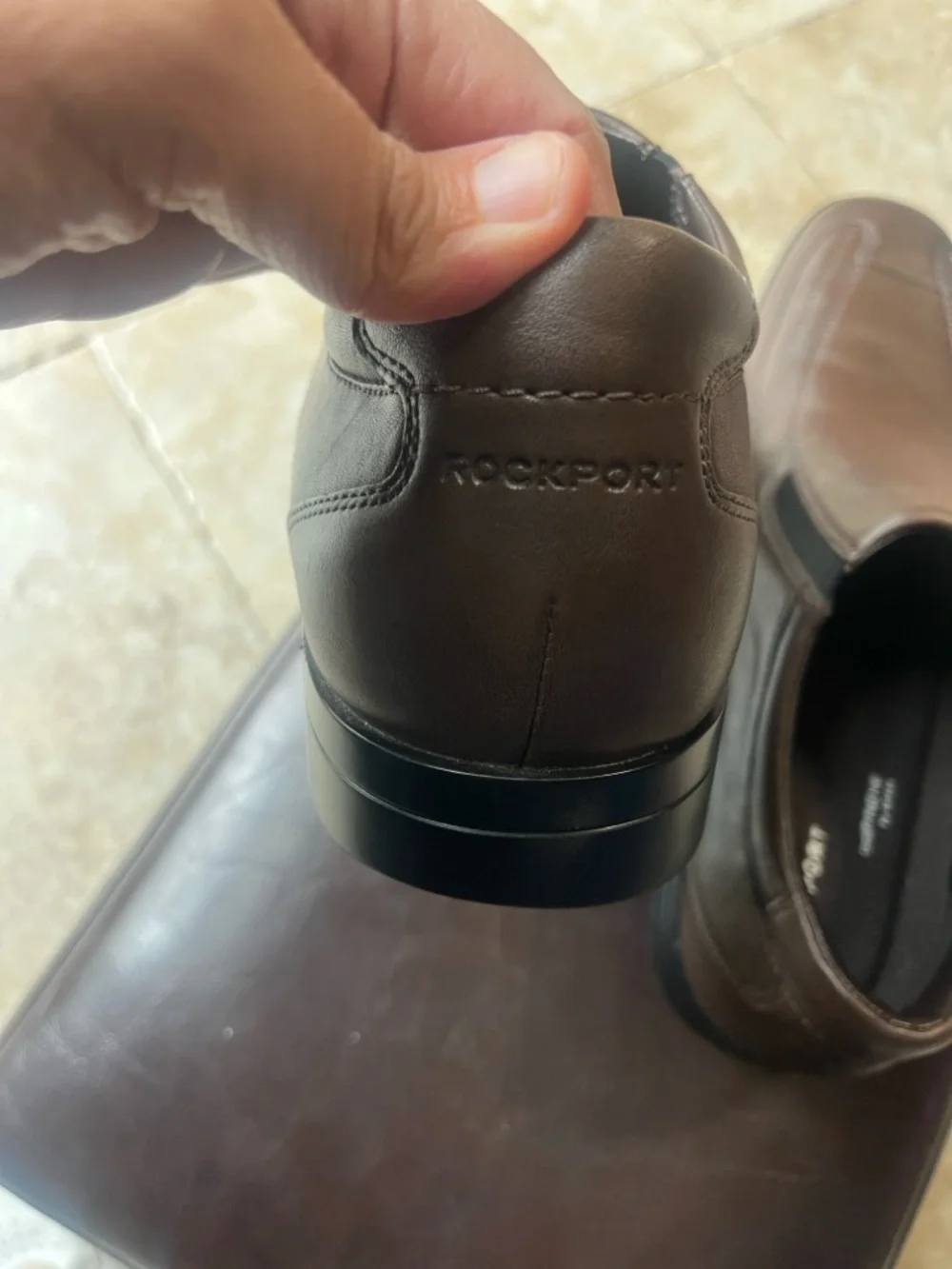 Rockport adiPRENE by adidas Brown Slip-On Leather shoes 👞 🆕 without 📦